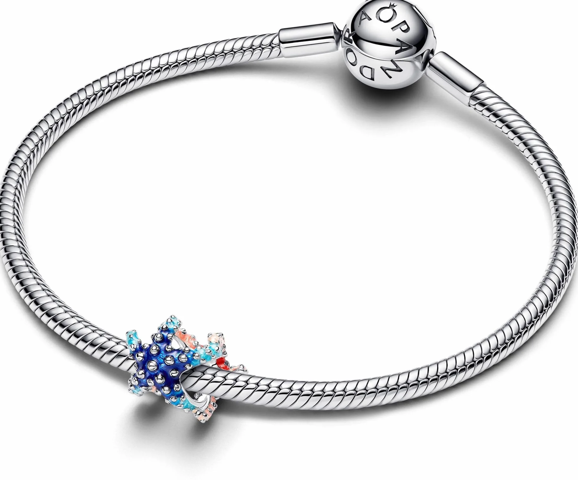 Pandora Moments 793817C01 - Ciondolo a forma di stella marina colorata in argento Sterling, 9,9x8,6x9,4 mm, Argento sterling, Nessuna pietra preziosa