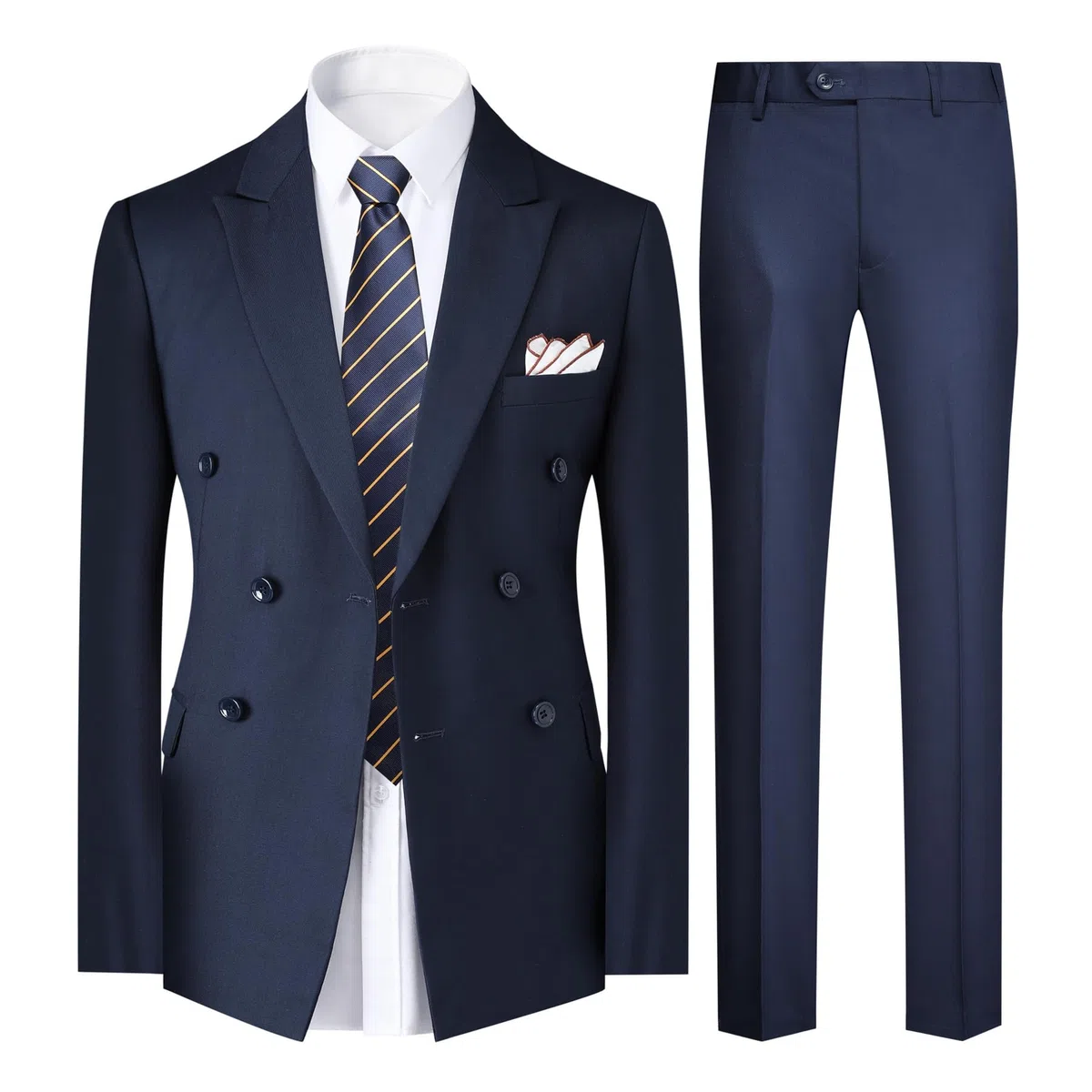 YFFUSHI Abito Uomo 2 Pezzi Regular Fit Doppiopetto Revers a Punta per Matrimonio Affari Giacca Pantaloni