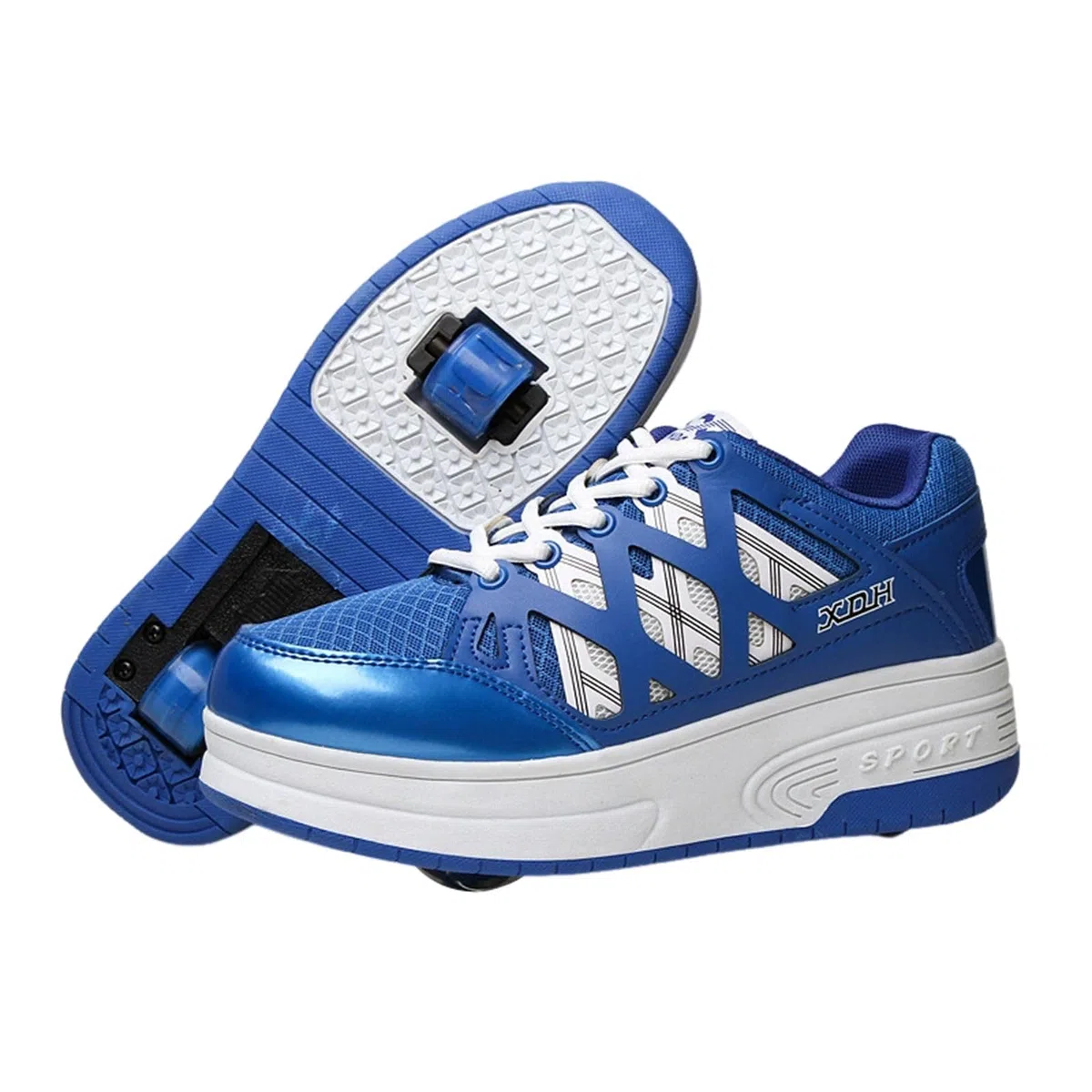 Surwin Scarpe con Rotelle Bambino, Scarpe con Ruote Posteriori Retrattili, Sneaker con Rotelle Bambini Ragazzo Ragazza Unisex Sneaker Skateboard con Lacci Traspirante