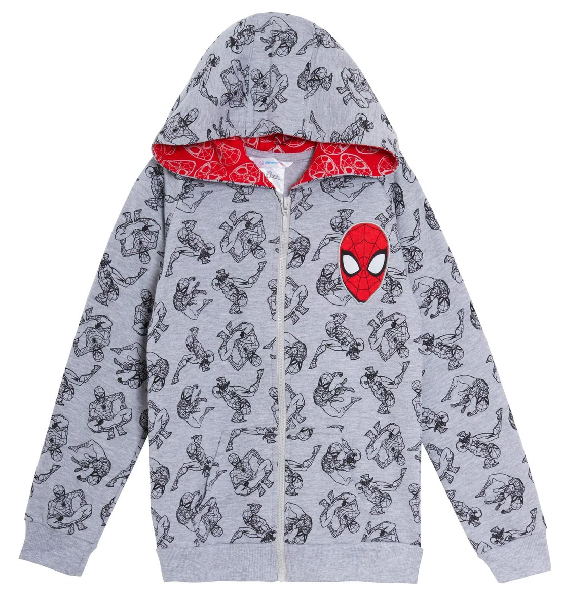 Marvel Spiderman Felpa con cappuccio per bambini, Avengers, con cerniera