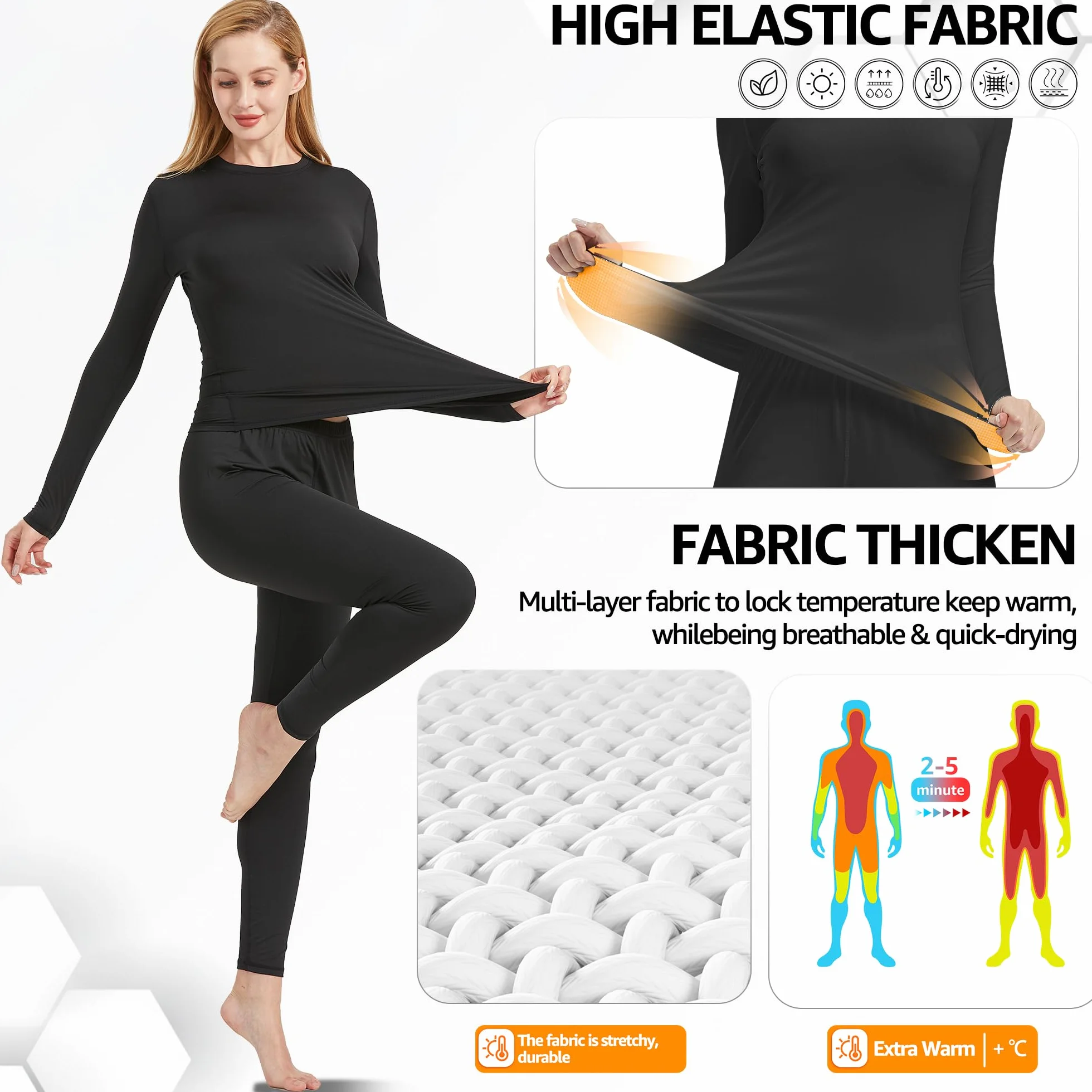 UNIQUEBELLA Intimo Termico Set di Intimo Funzionale Invernale da Donna, Intimo Termico da Sci Intimo Termico da Moto Intimo familiare Traspirante per Gli Sport Invernali