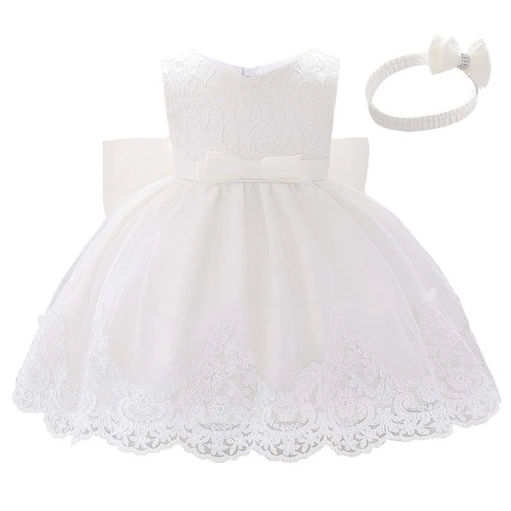 Lito Angels Abiti da Bambina in Pizzo con Fascia per Capelli Festa di Compleanno Matrimonio Abito da Damigella d'Onore
