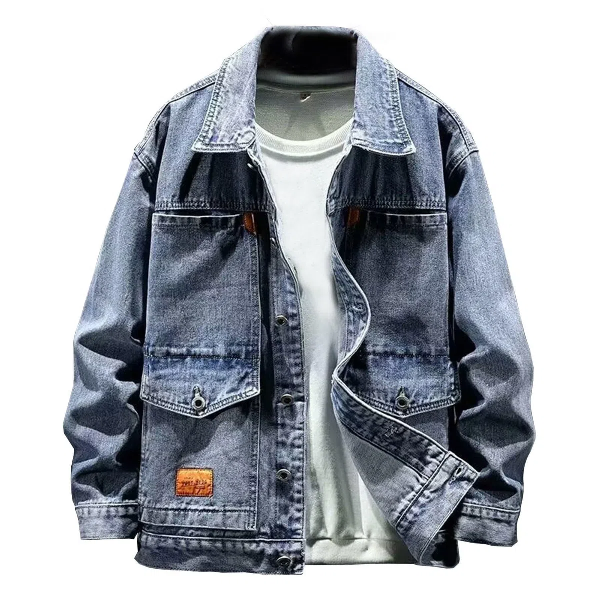 Giacca Jeans Uomo Nera, Giacca Primavera Uomo, Giacca Trucker Leggera Casual Button Down Risvolto Giacca in Denim Stretch retrò Biker Cappotto Casual Denim Giacca in Jeans Vintage per Il Tempo Libero