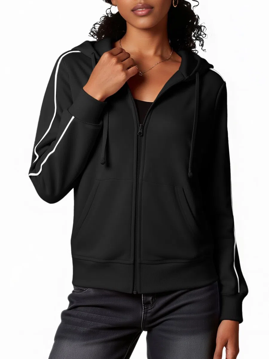 Fisoew Felpa da donna con cappuccio e cerniera, giacca sportiva con cappuccio.