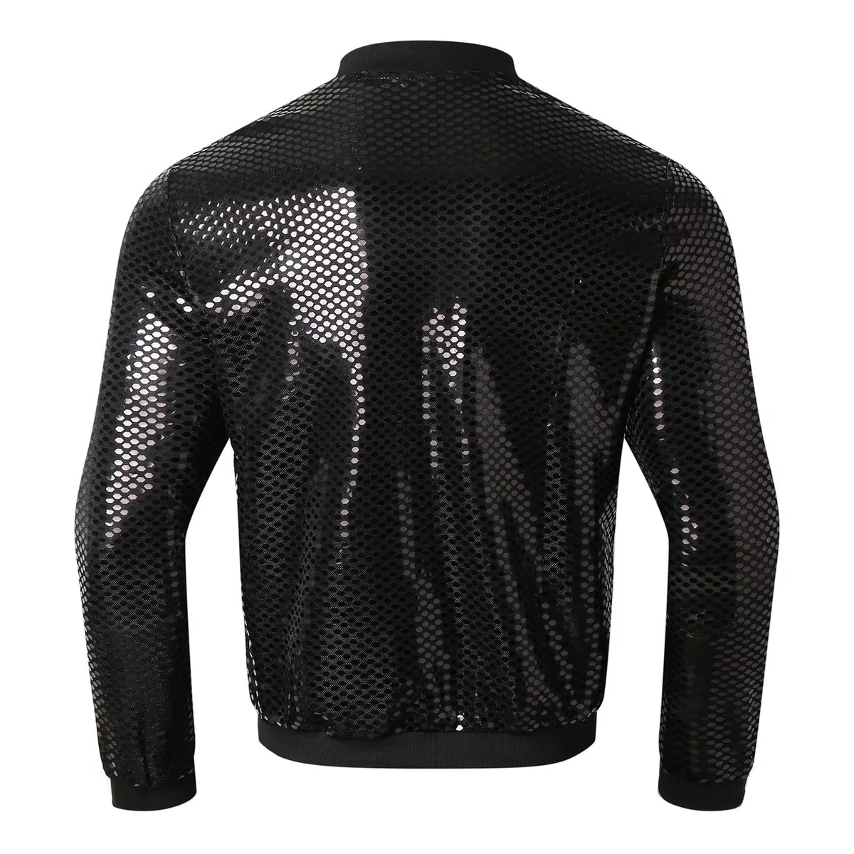 Bomber da uomo con paillettes – Giacca sottile glitterata con colletto alto e chiusura lampo | Elegante vestito da festa per occasioni speciali o eventi