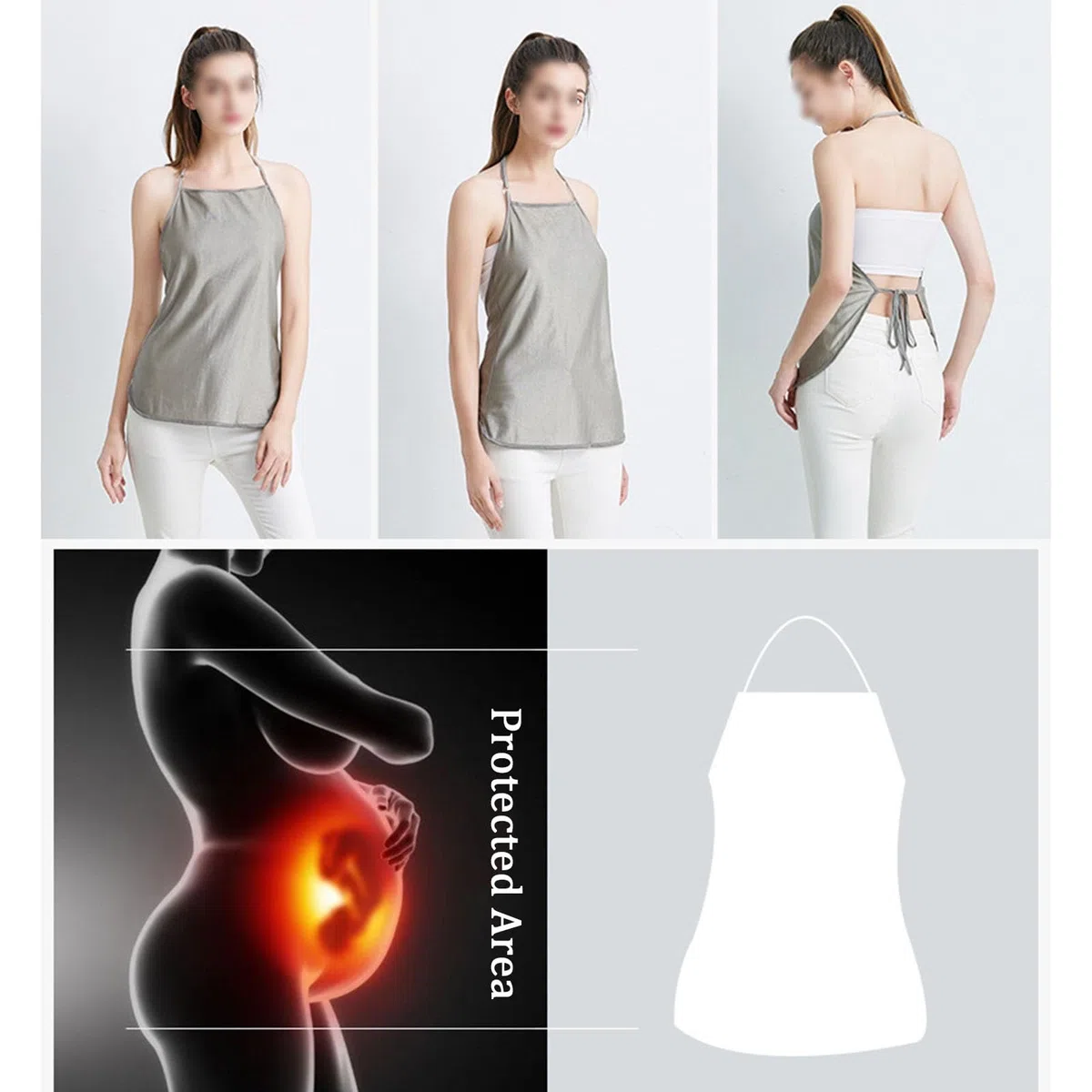 Abbigliamento Anti-radiazioni Top Premaman Tunica Premaman con Protezione EMF Fascia Addominale in Fibra D'argento Grembiule Canotta