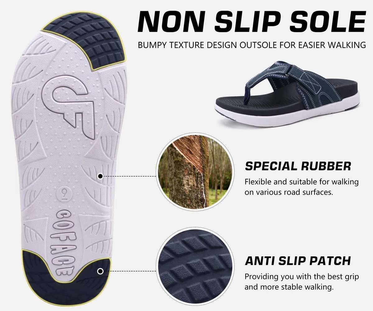 COFACE Infradito da Uomo Sandali con Supporto per Arco Plantare Sportivi Pantofole Ciabatte Estivi Flip Flops Mare Piscina Spiaggia All'aperto
