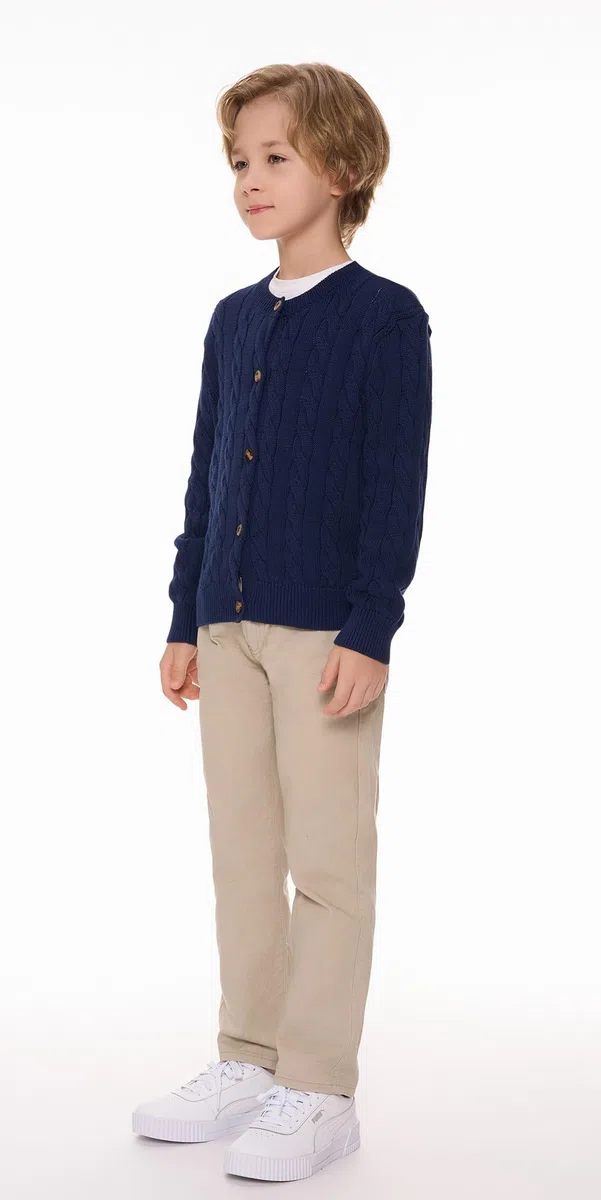 SMILING PINKER Ragazze Aran Cardigan Ragazzi Bambini Maglia Girocollo Cotone Maglione ruvido Giacca con bottone