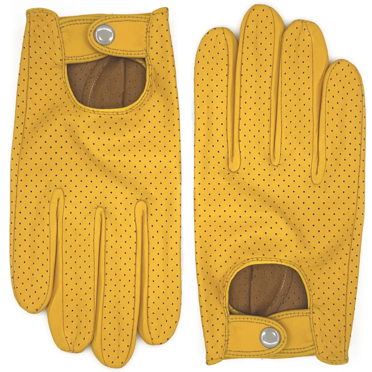 Guanti da guida in pelle di pecora 100% morbida da uomo con mesh e touch screen