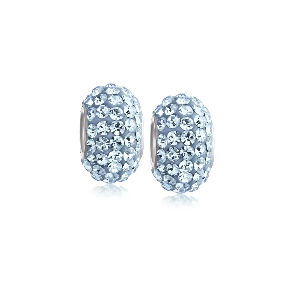 Bling Jewelry Set di due distanziatori in cristallo blu chiaro solido con anima in argento sterling .925 adatti per braccialetti con charm europei per donne e adolescenti.