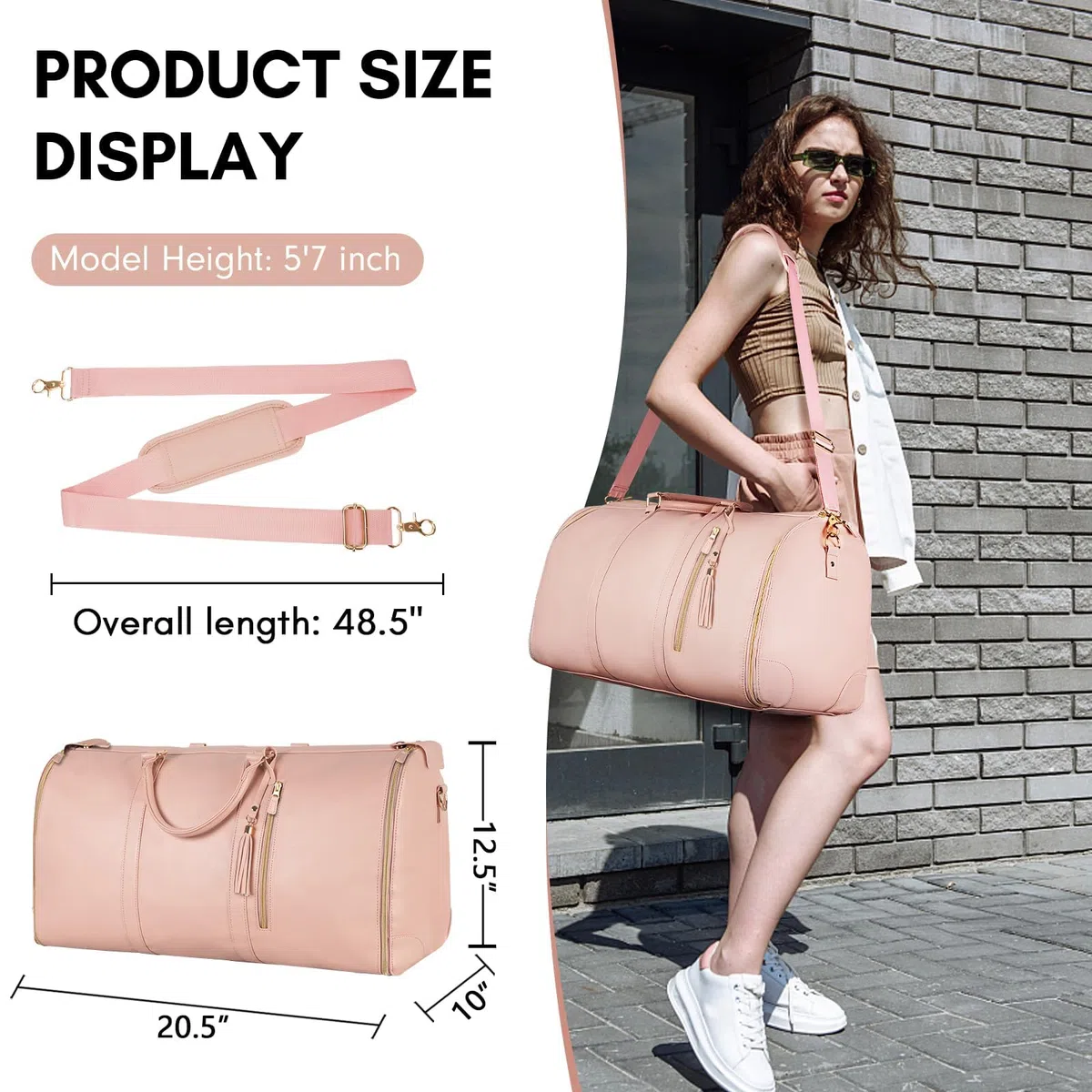 Borsone da Viaggio Convertibile 2 in 1, Borsa per Abito con Scomparto per Scarpe, Grande Borsa da Viaggio Porta Abiti Donna per Viaggi, Brevi Vacanze, Viaggi d'Affari