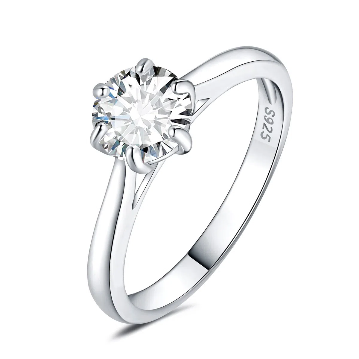 JewelryPalace 0.5-3ct Classico Anello Solitario Donna Argento 925 con Creato Moissanite, Diamante Simulato Anelli con Pietra Rotonda, Semplice Fedine Fidanzamento in Tre Ori Set Gioielli Donna
