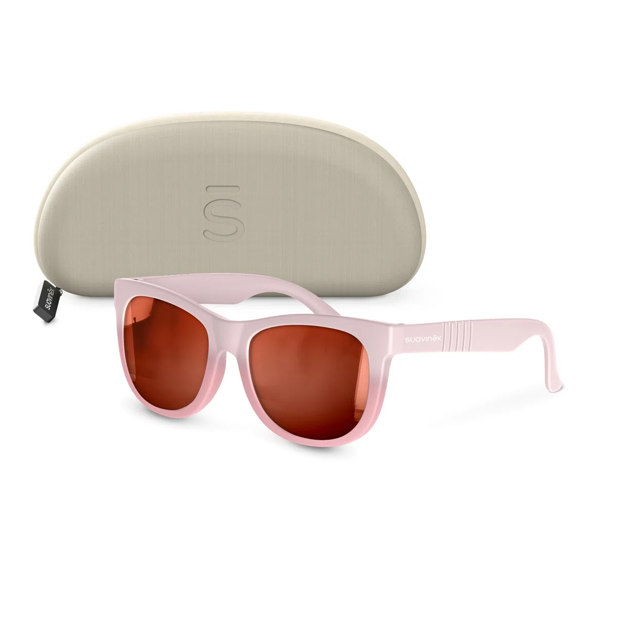 Suavinex, Occhiali da sole neonati da 0 a 12 mesi, polarizzati, con filtro UV 400, Cat. 3 100% di protezione dai raggi UVA e UVB, custodia inclusa, flessibili, leggeri, forma quadrata, rosa