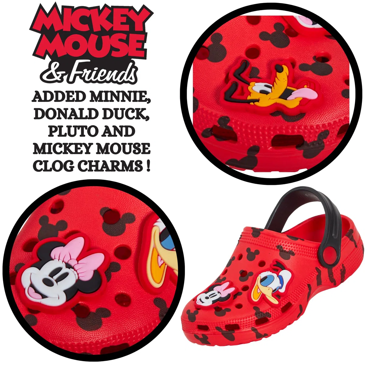 Disney Zoccoli Mickey Mouse Minnie Mouse con Charms, Sandali per Bambini, Sliders Estivi con Cinturino alla Caviglia, Scarpe da Spiaggia