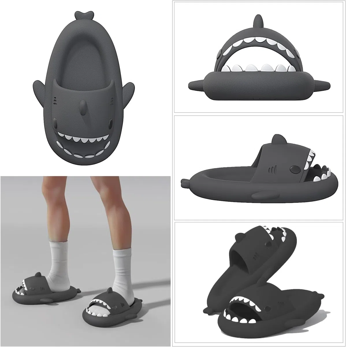 Ciabatte Squalo Estive Mare Open Toe Donna Uomo Ultra Morbide Antiscivolo Sandali Spiaggia Piscina a Punta Aperta Shark Slides Slippers