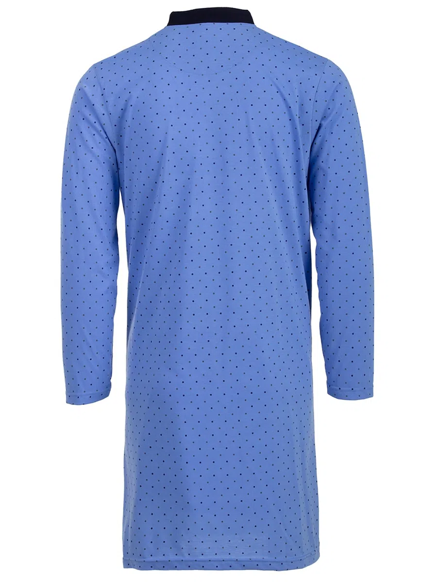 Camicia da notte da uomo a maniche lunghe con tasca sul petto e colletto rialzato