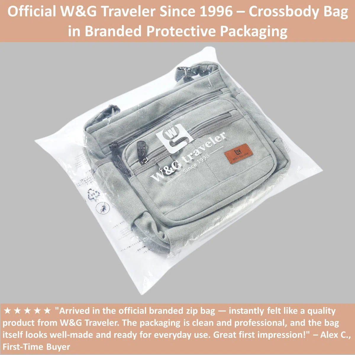W&G traveler Borsa di tela Messenger, borsa crossbody del computer portatile da 13 pollici, borsa a tracolla della macchina fotografica di Sling Sathel per gli uomini Donne