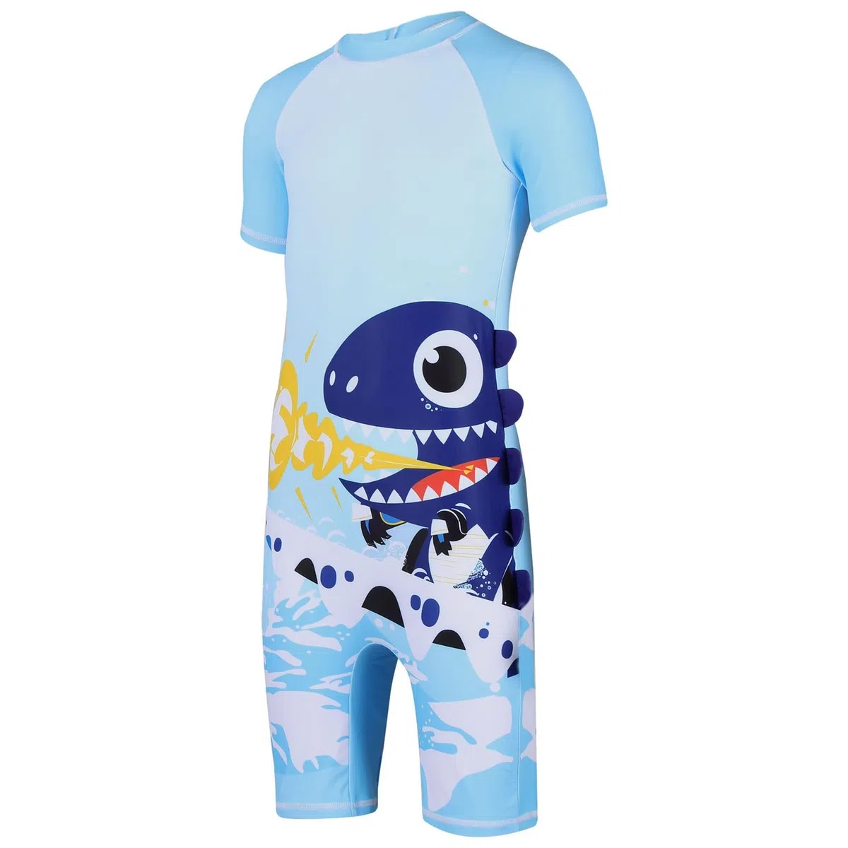 A2Z 4 Kids Costume da bagno intero per ragazzi e ragazze, a maniche corte, ad asciugatura rapida, motivo dinosauro, squalo, per bambini, piscina, spiaggia, giochi d'acqua, abbigliamento per le vacanze