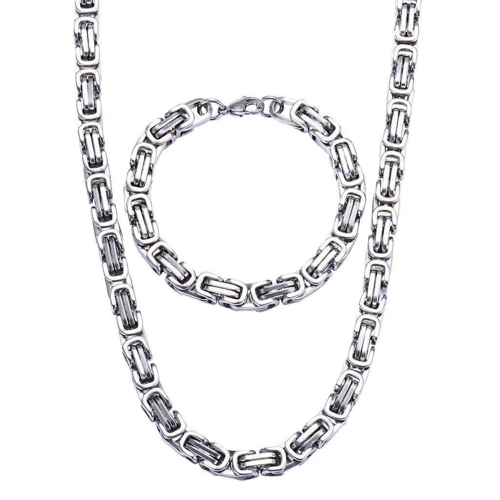Gioielli Acciaio Inossidabile Uomo Collana Catena e Bracciale Set - 60CM Collana,21.5CM Bracciale