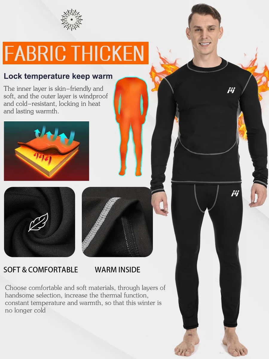Biancheria Intima Termica Uomo, Biancheria Funzionale Uomo Quick Dry Maglia Termica Invernali da Sport Compression Baselayer per Corsa Ciclismo Calcio