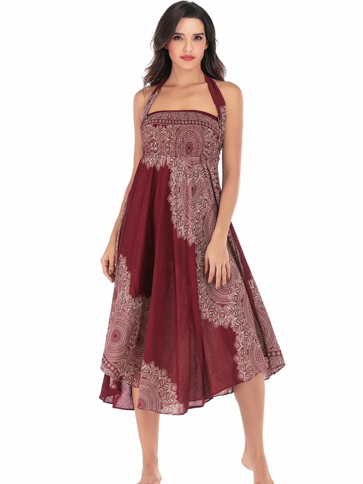 Adigaber Pieghettato Retro Maxi Gonna Lunga 2 in 1 Gonna Abito Bohemien Sciolto Gonna fluente Festa in Spiaggia Vestito Indossare Gonna Gonna Swing Grande Danza del Ventre Casual
