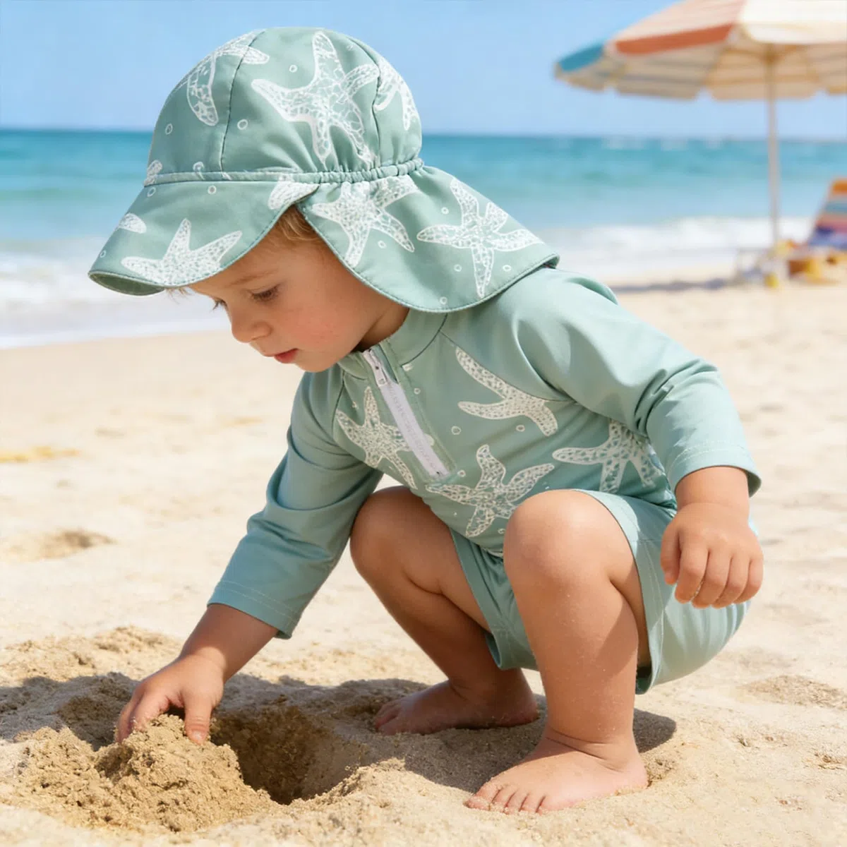 Costume da Bagno per Bambino Bambini a Manica Lunga Cerniera con Cappello da Sole per Il Costume da Bagno per Neonato