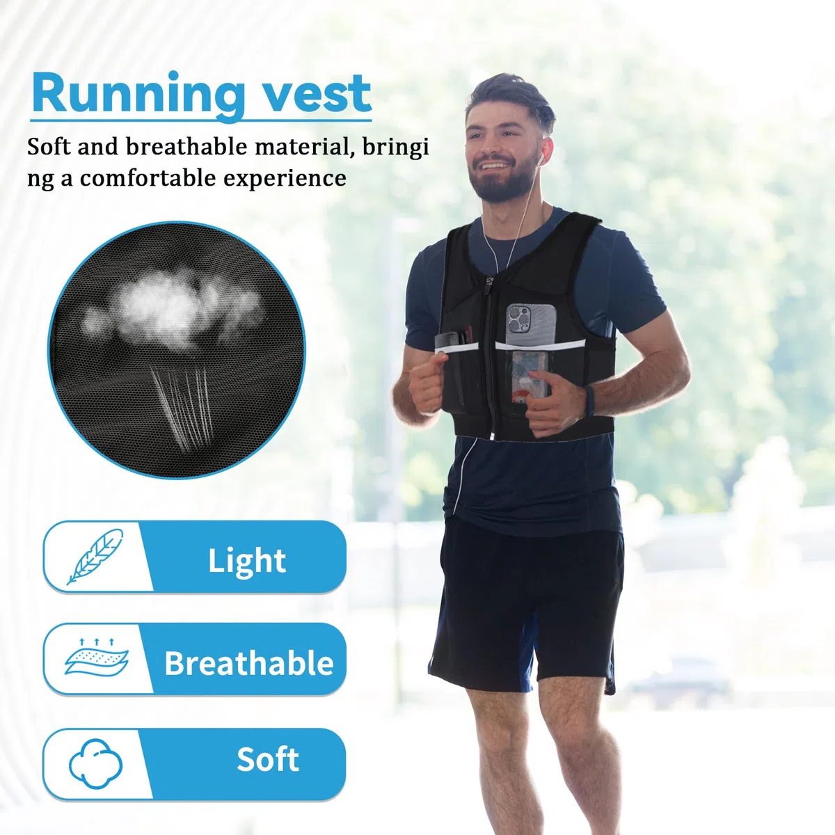 Gilet Running Super Leggero, Zaino Trail Running per Uomo e Donna, Gilet da Corsa Riflettente Traspirante per Uomini e Donne, con 7 Tasche Cintura Regolabile Vest