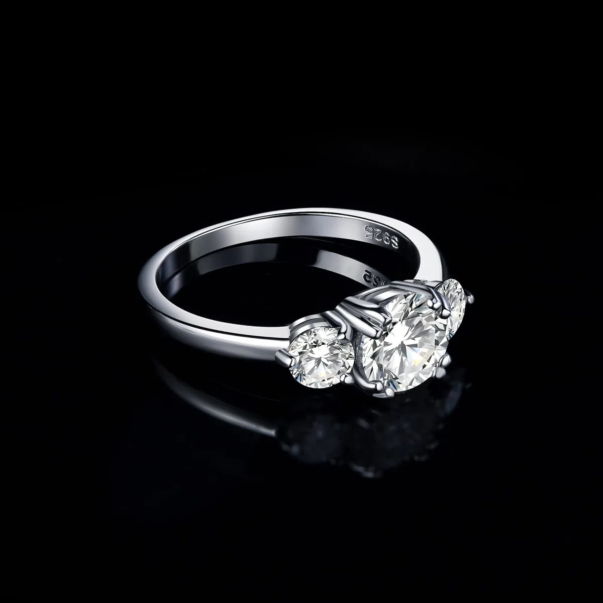 JewelryPalace 1ct Classico Anello a Tre Pietre Donna Argento con Cubica Zirconia, Anelli Donna 925 con Pietra a Taglio Rotondo, Fede Nuziale in Tre Ori Anello Matrimonio Set Gioielli Donna