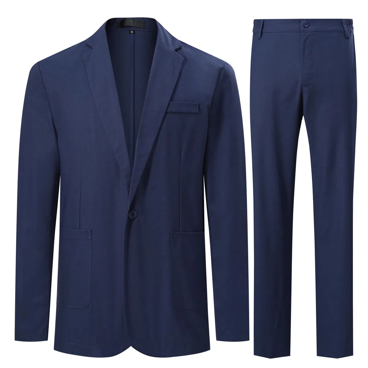 YFFUSHI Abito Uomo 2 Pezzi in Lino Misto 1 Bottone Revers a Punta Notch Lapel Taglio Classico Giacca e Pantalone Estate Casual
