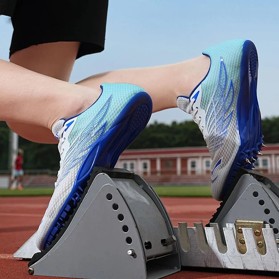 Scarpe da Atletica Leggera antiscivolo Unisex Scarpe da Atletica 8 Chiodi Spikes Tacchetti da Corsa Campestre Scarpe da Corsa Professionali da Competizione per Atletica,a media distanza,35-45 EU