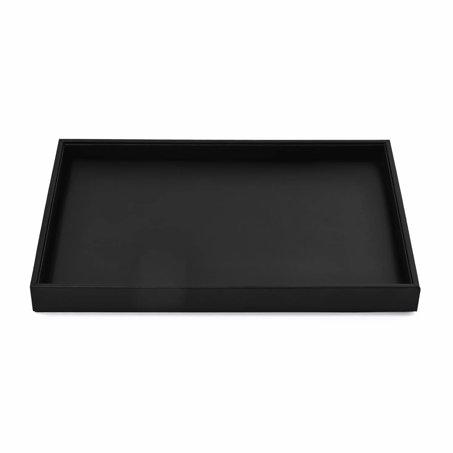 Oirlv Vassoio per Gioielli in Pelle Nera PU - Accessorio Espositore per Gioielli, Orologi, Orecchini e Anelli