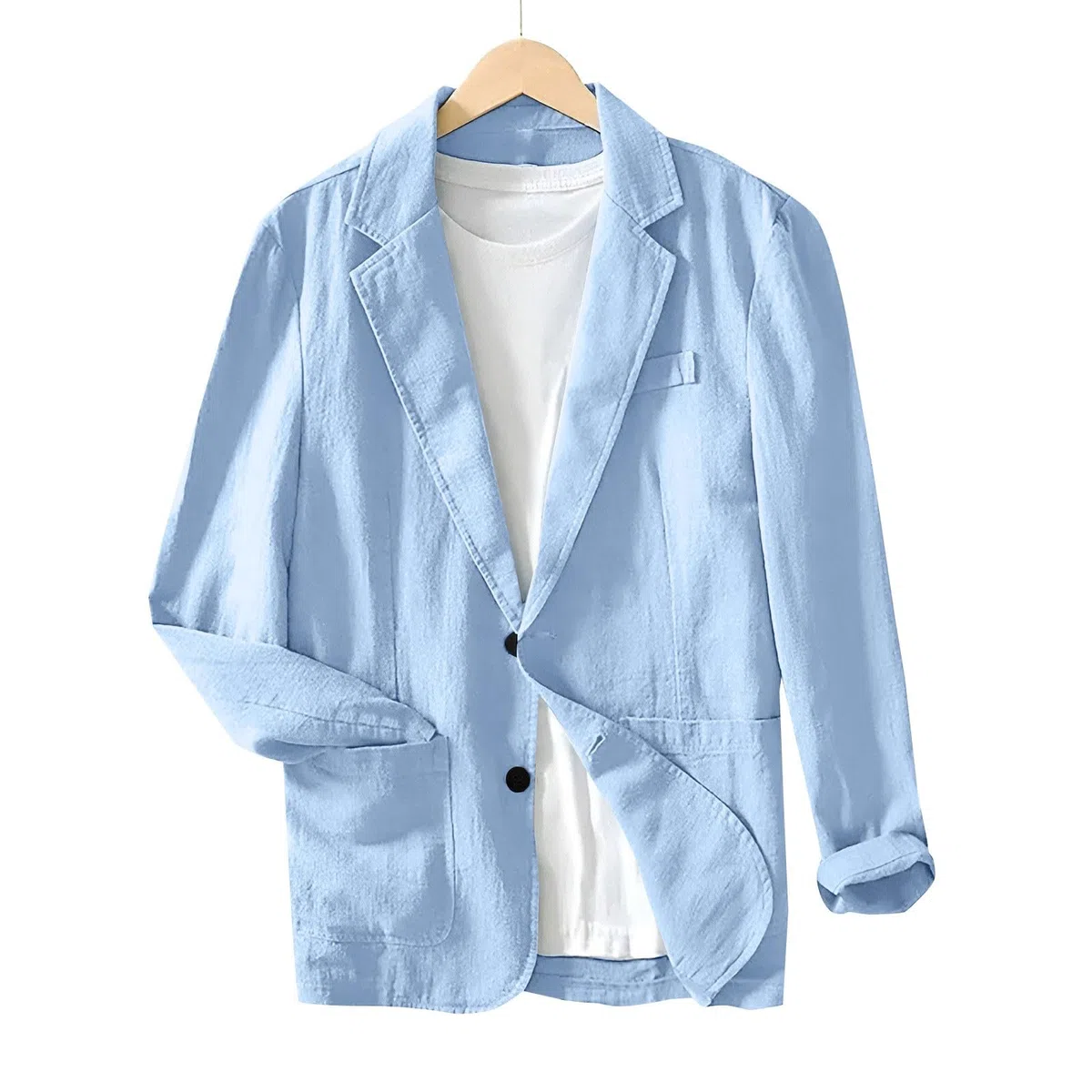 generisch Giacca da uomo casual, in lino, morbida, comoda, per il tempo libero, blazer, tinta unita, in lino, blazer da uomo, leggera, vestibilità regolare