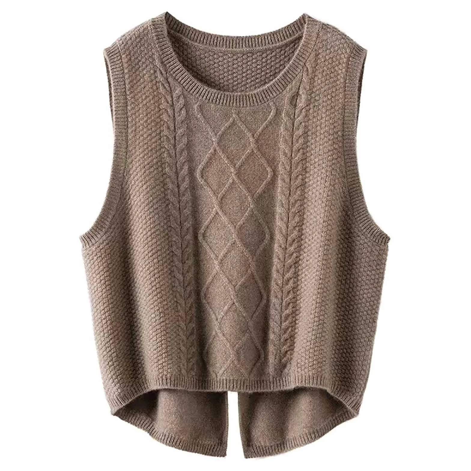 Achimlt Maglione Senza Maniche Gilet Donna Invernale, Girocollo Knitted Maglioni Donna Invernali Pullover Elegante Tinta Unita Smanicato Maglia Gilet