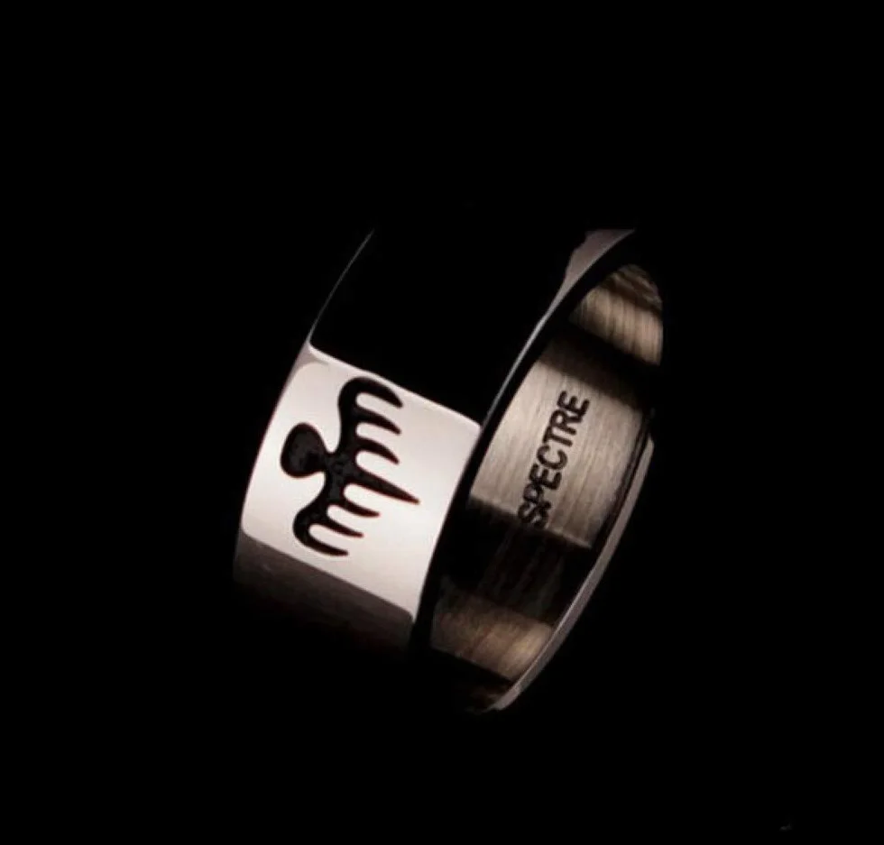 007 Secret Agent Anello Ghost Party Spectre Titanium Steel Band per fan