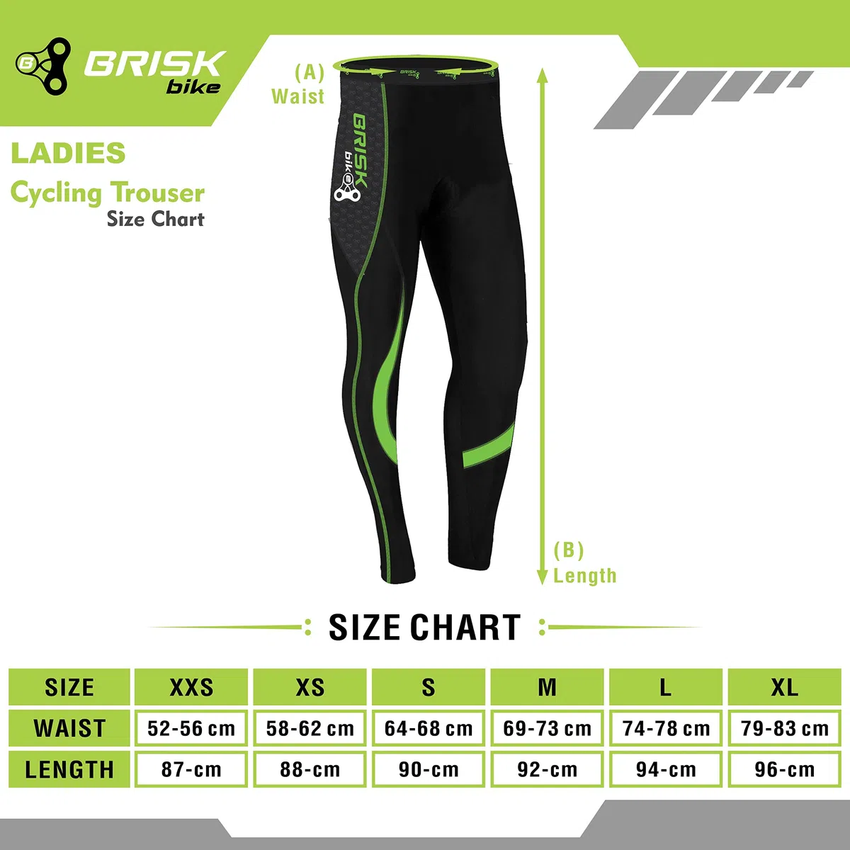 Brisk Bike Pantaloni Ciclismo Donna — Cool Max Imbottito Elasticizzato Pantaloni Ciclista con Zip Riflettenti | Leggings Termici