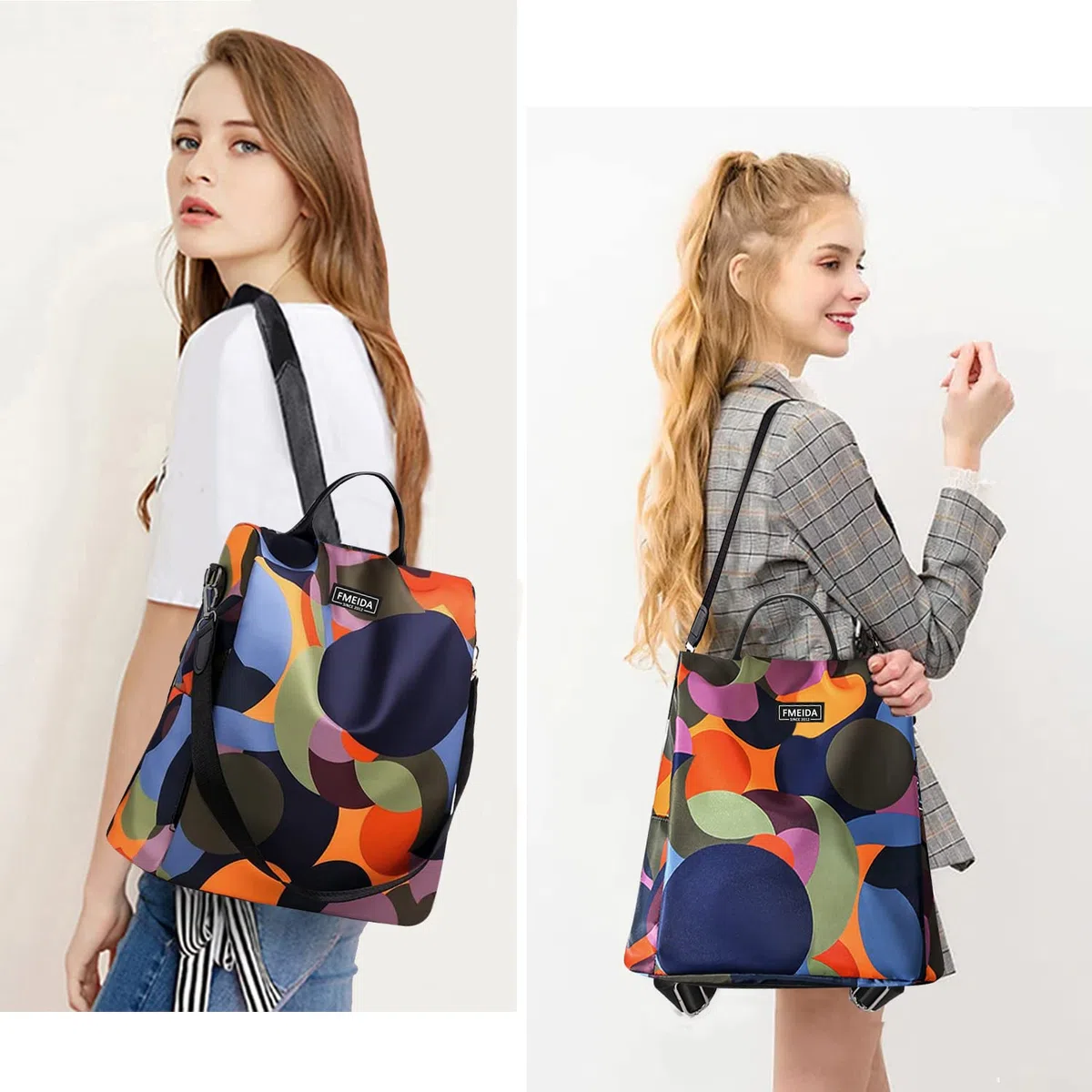Fmeida Zaino Donna Antifurto Moda Borsa Donna con Tracolla Borse Zainetto da Viaggio Impermeabile