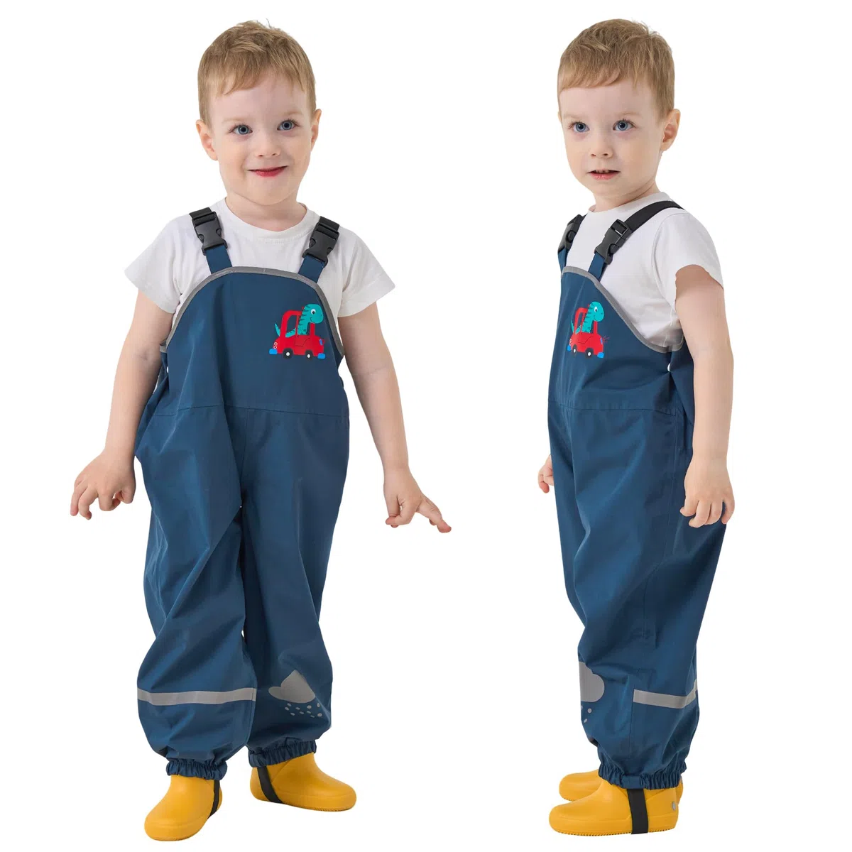 Pantaloni Impermeabili Bambini, Unisex Leggero Salopette Antipioggia Pantalone da Pioggia con Strisce Riflettenti Non Imbottiti Ragazze Ragazzi Impermeabile Abbigliamento, per 2-7 Anni