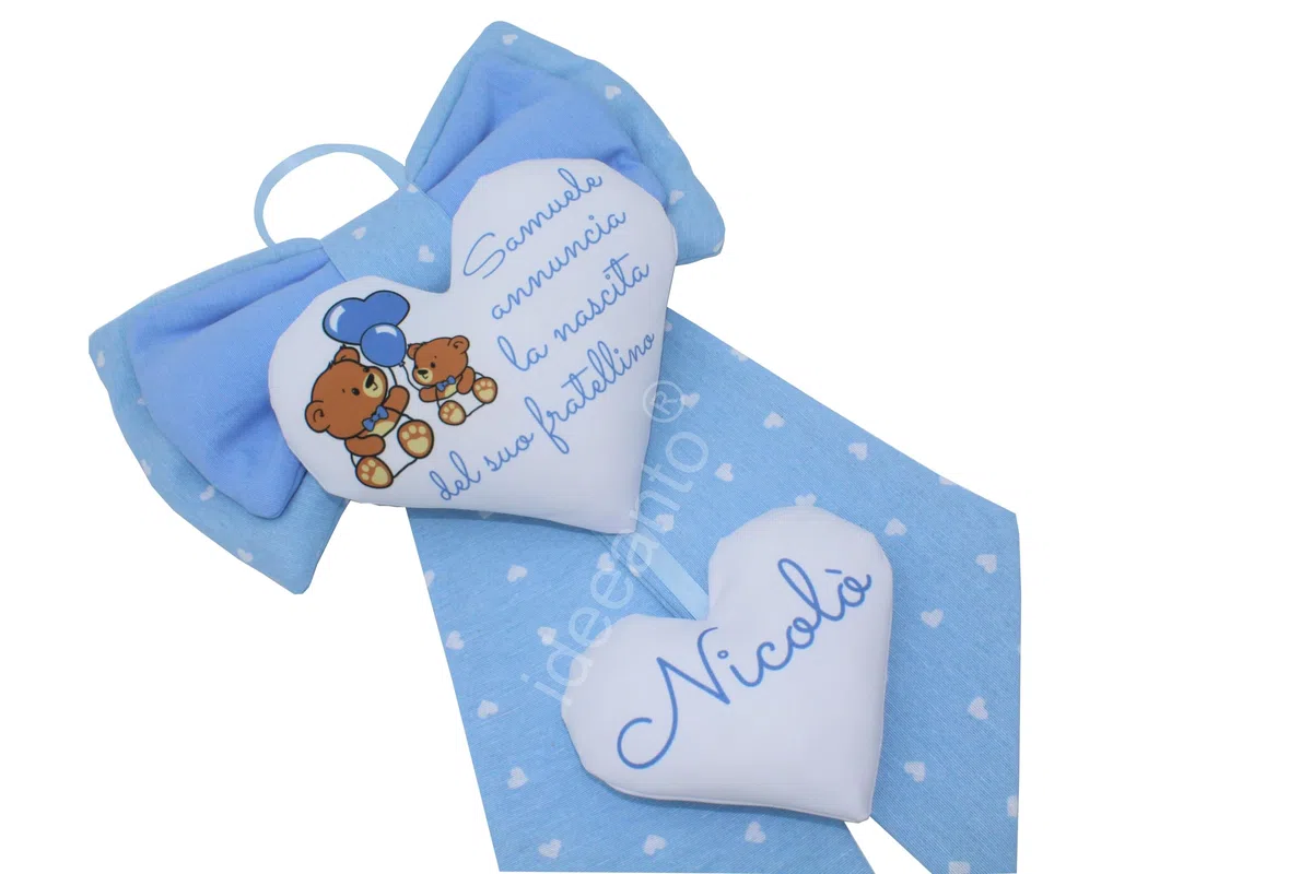 ideeanto Fiocco Nascita bimbo bimba Personalizzato con Nome e Frase, Fatto a Mano in Italia, fiocco nascita rosa fiocco nascita azzurro