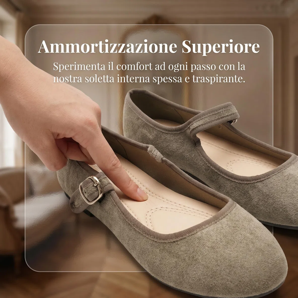 GLAMORA Mary Jane - Scarpe da donna con fibbia dorata, regolabile, suola antiscivolo piatta, tipo ballerine