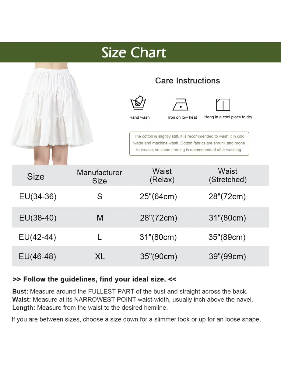 BEAUTELICATE Sottogonna Donna Cotone Corta Lunga Antistatico Retro Sottoveste con Pizzo Mezza Gonna per Abiti Nero Bianco Blu