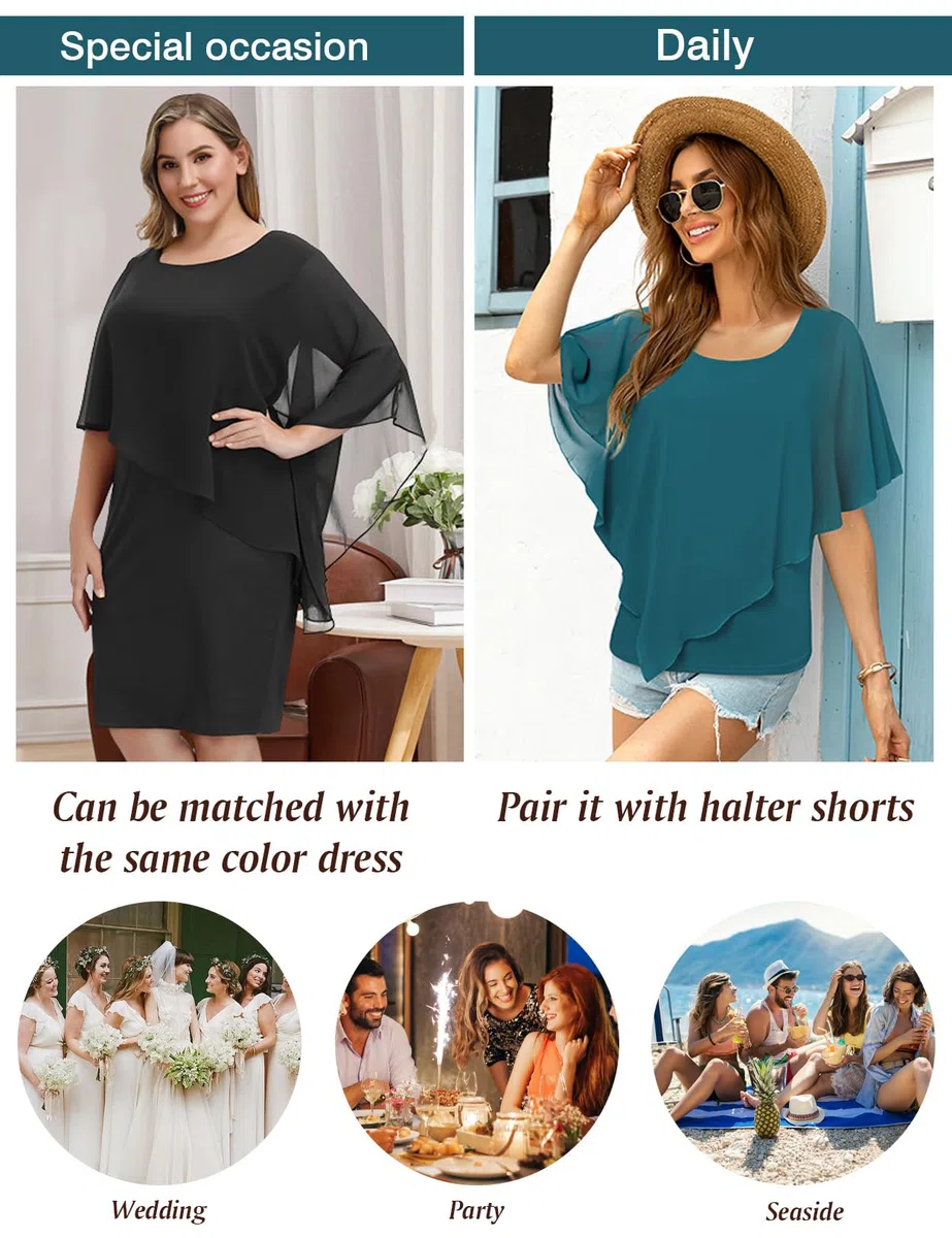 BEAUTELICATE Scialle Coprispalle Elegante Donna Stola Chiffon Scialli Cape Mantello Donna Estivo Elegante Vintage per Cerimonia Sposa Festa