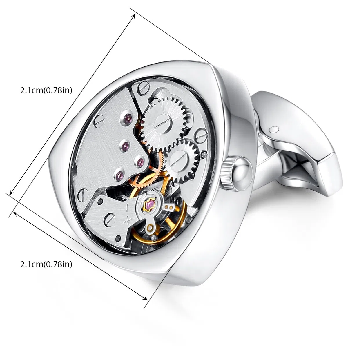 Honey Bear 1 paia di gemelli Cufflinks Steampunk Orologio Movimento beweglich Acciaio Inossidabile 3 colore