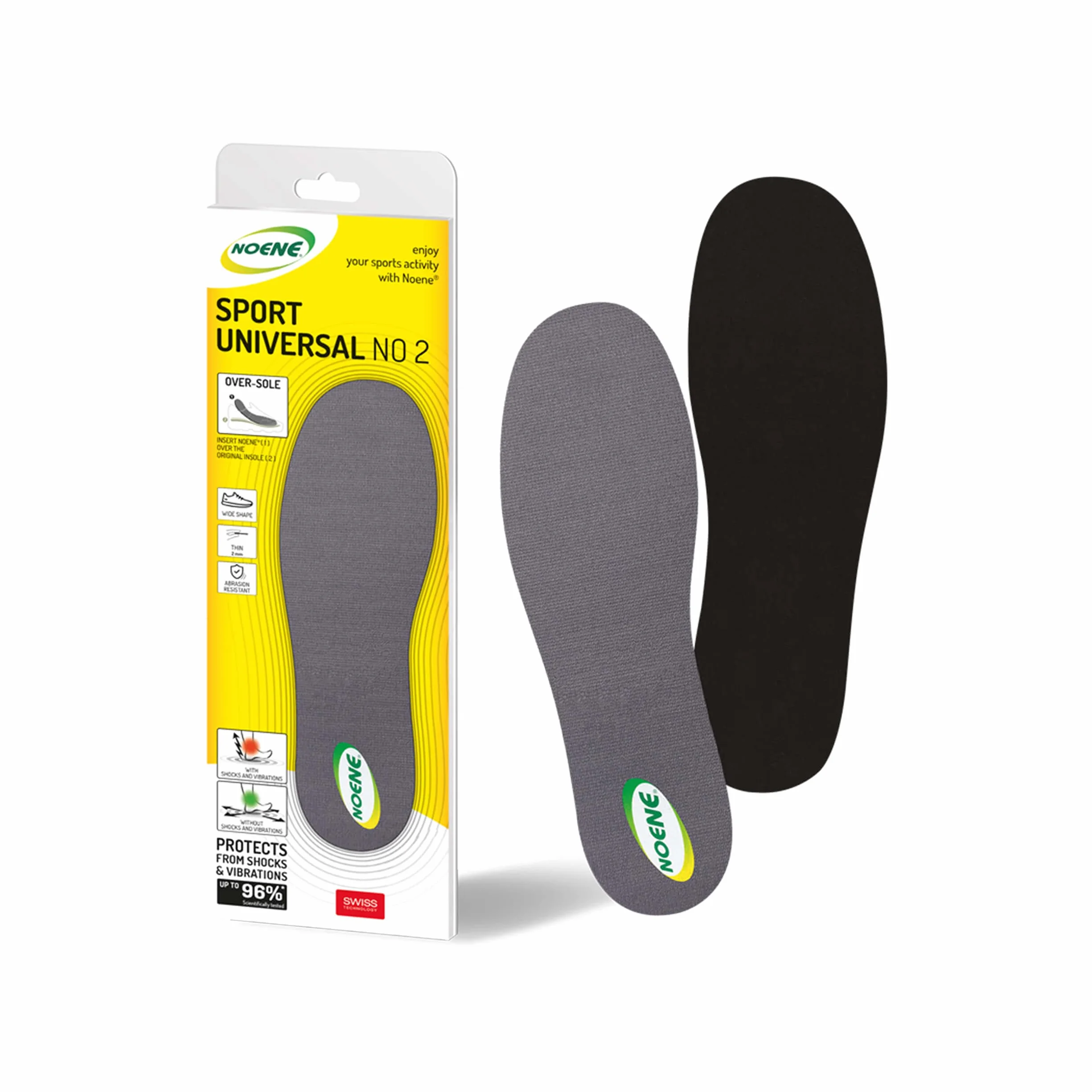 Solette Noene NO2 Antishock per scarpe sportive perfette per lo sport e per la vita quotidiana ideali per uomini e donne h: 2 mm - 47