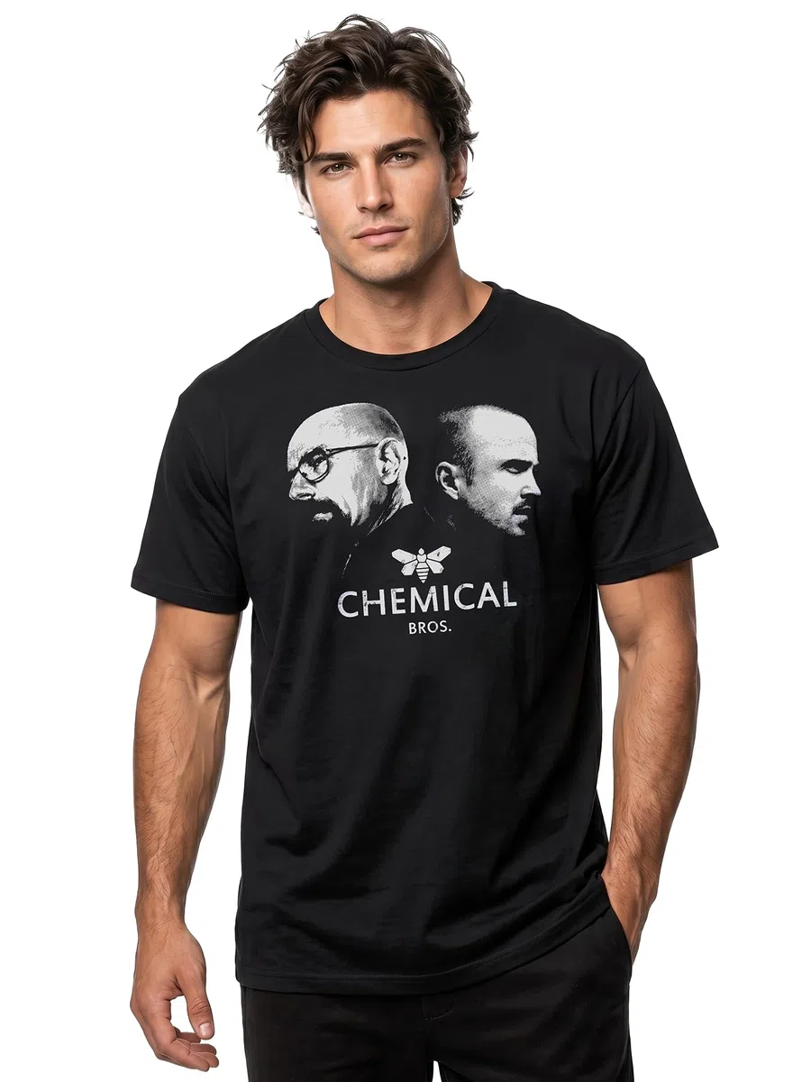 MAKAYA Maglietta Chemical Bros - T-Shirt Heisenberg e Pinkman Uomo Nera