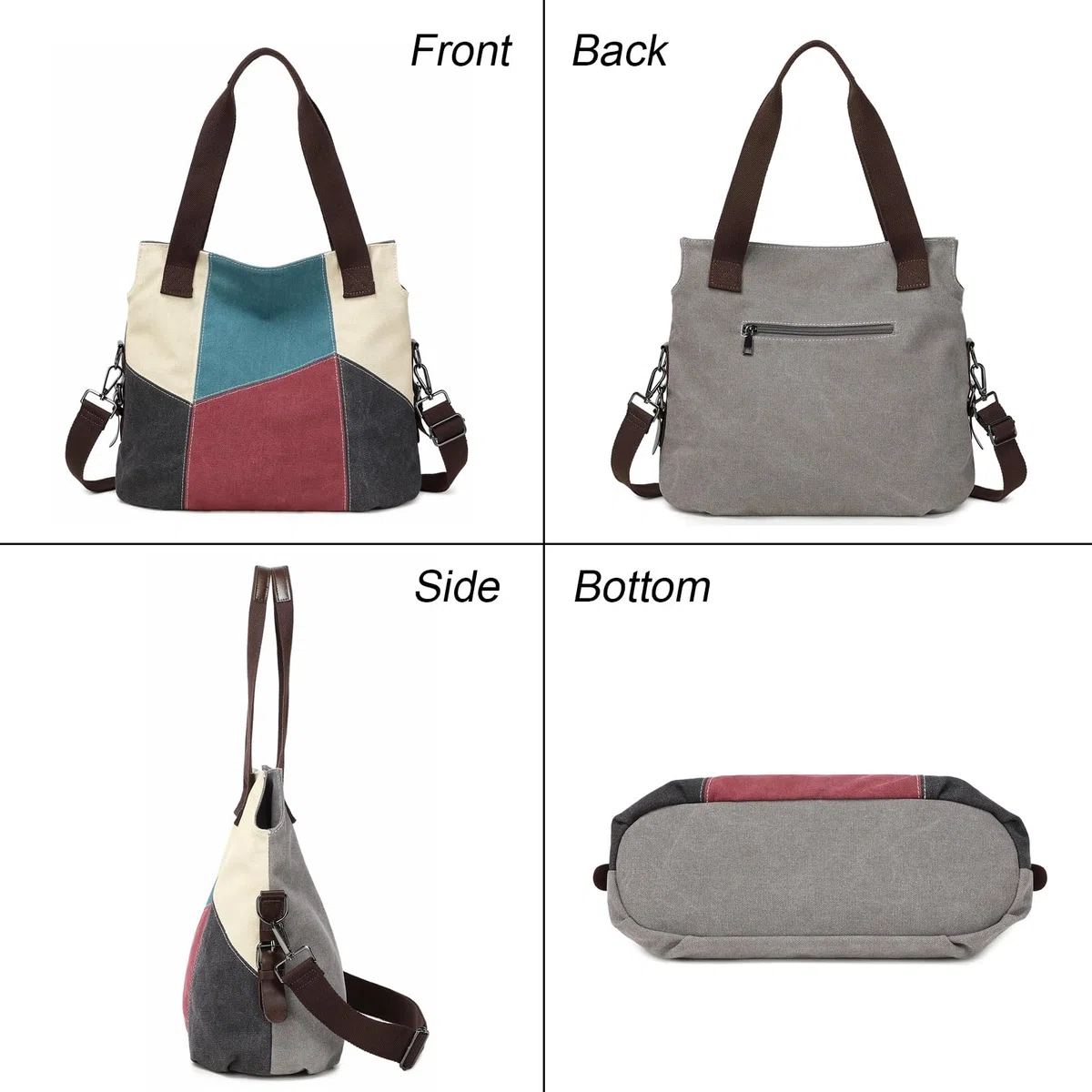 Borsa da donna in tela, casual, a tracolla, stile retrò, in tela