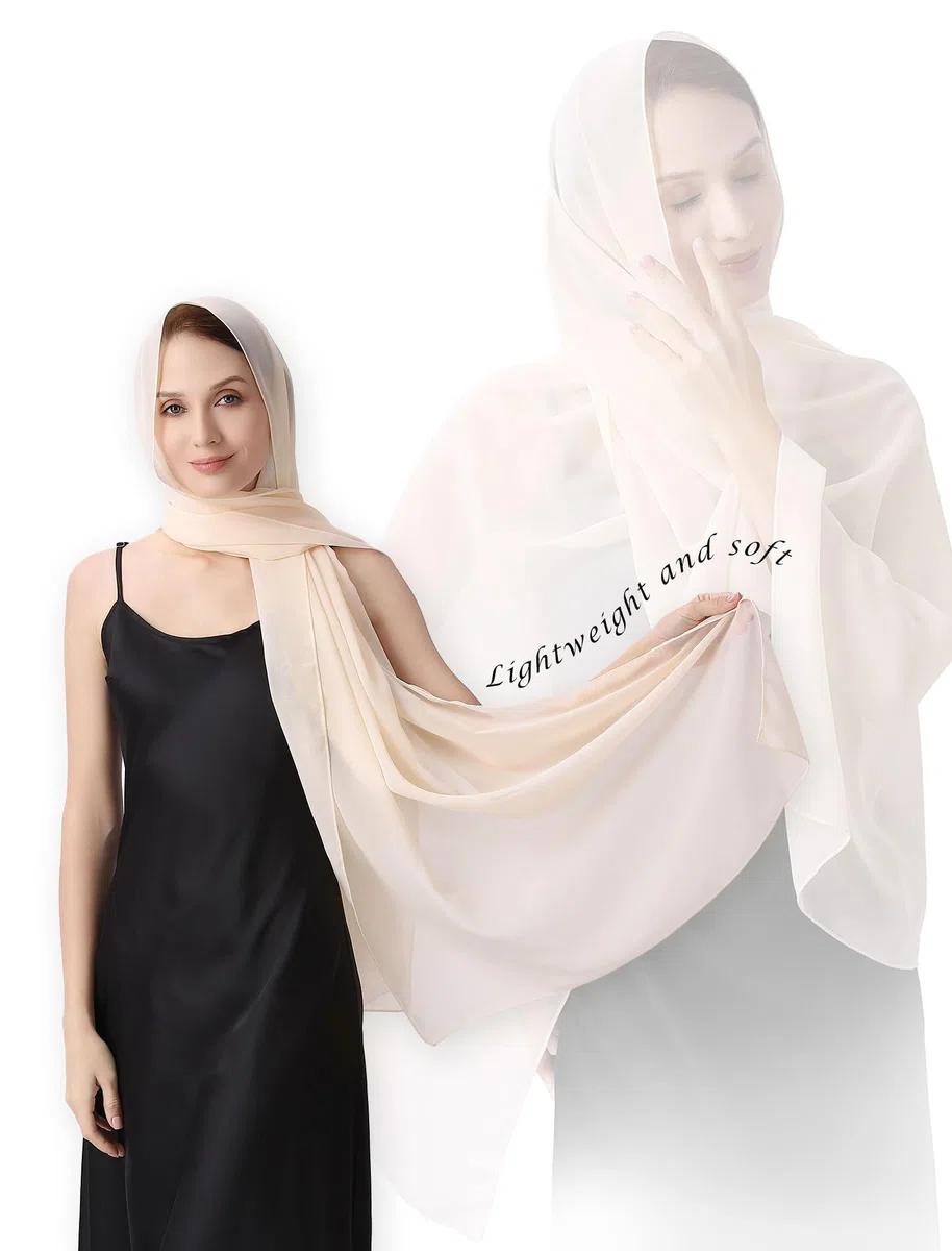 CHUNG Scialle da donna in chiffon, morbido, leggero, elegante, sciarpa lunga, accessorio per abito da sera, ideale come regalo per matrimoni