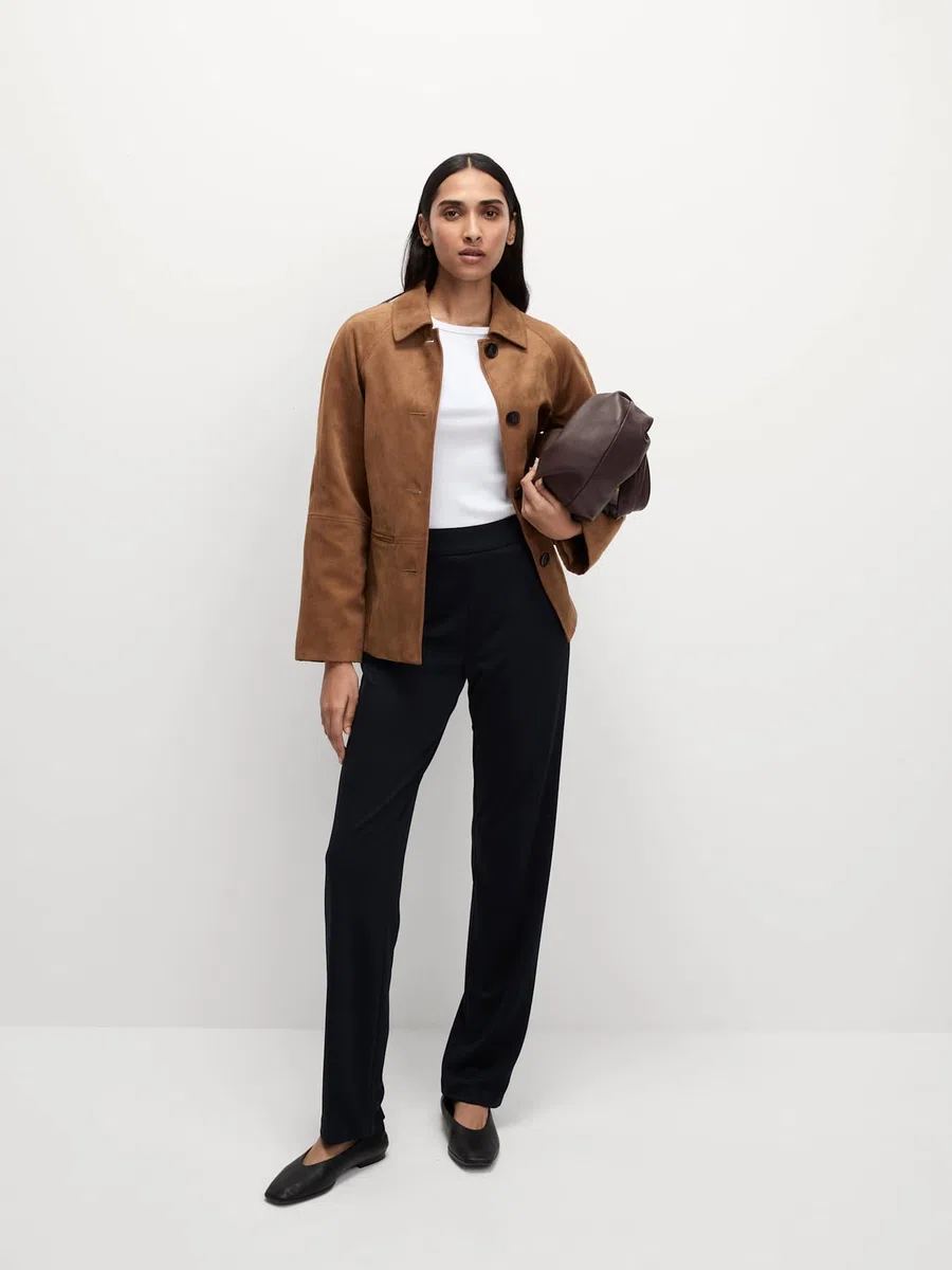 Marks & Spencer Donna a Gamba Dritta Jersey Pantaloni con Stretch – Vita Elasticizzata