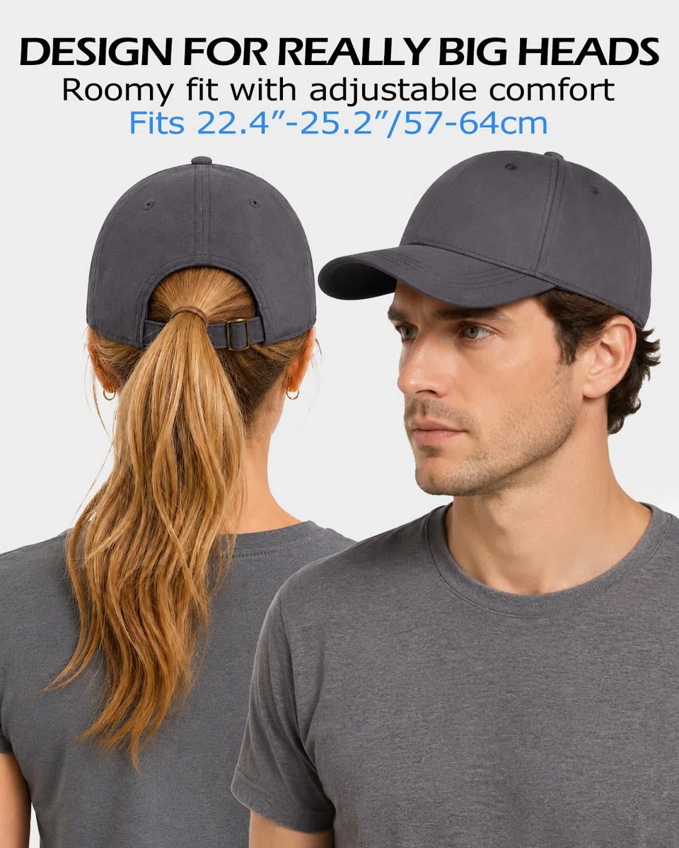 Zylioo Berretto da baseball XXL in lino per uomo e donna, grande cappello estivo traspirante, cappello casual regolabile per viaggi, passeggiate, spiaggia