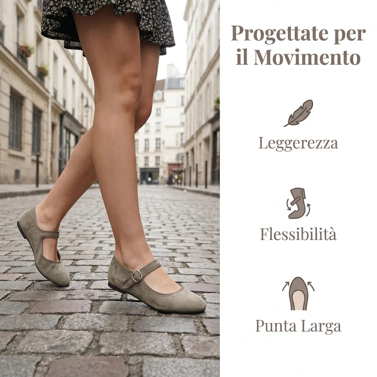 GLAMORA Mary Jane - Scarpe da donna con fibbia dorata, regolabile, suola antiscivolo piatta, tipo ballerine