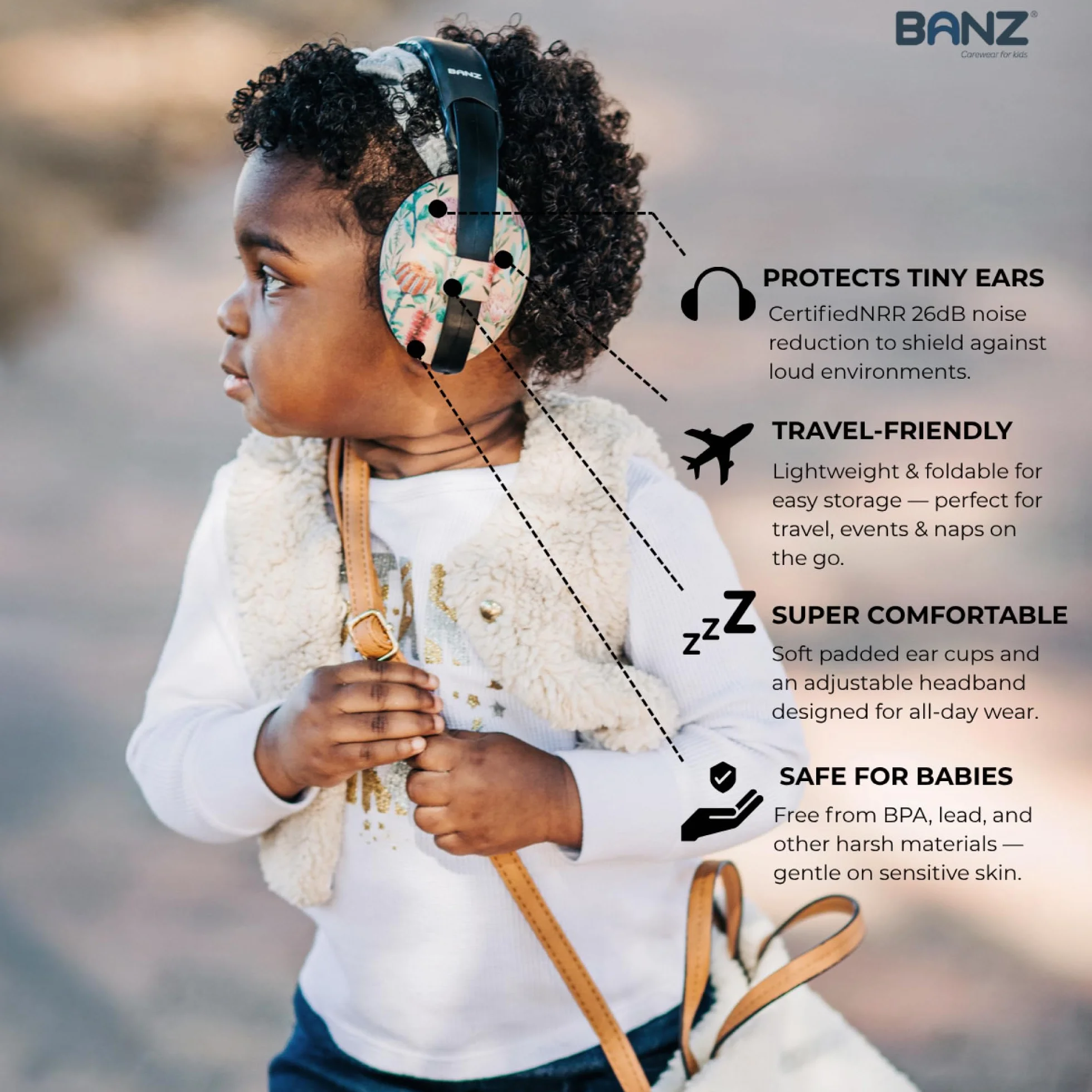 BANZ Paraorecchie morbido e confortevole con protezione apparecchi acustici per neonati e bambini piccolo (Valutazione di riduzione del rumore leader nel settore industriale) 0-2 anni Marina militare